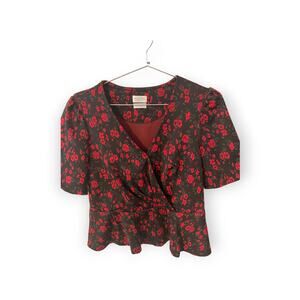 Meadow Rue Sz M Anthropologie Heartland Floral Peplum Top Orig price  68.00